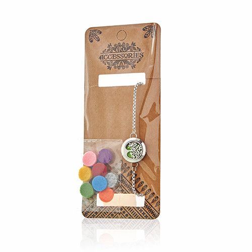 Bracelet on kraft display card with a set of colourful reusable felt pads.