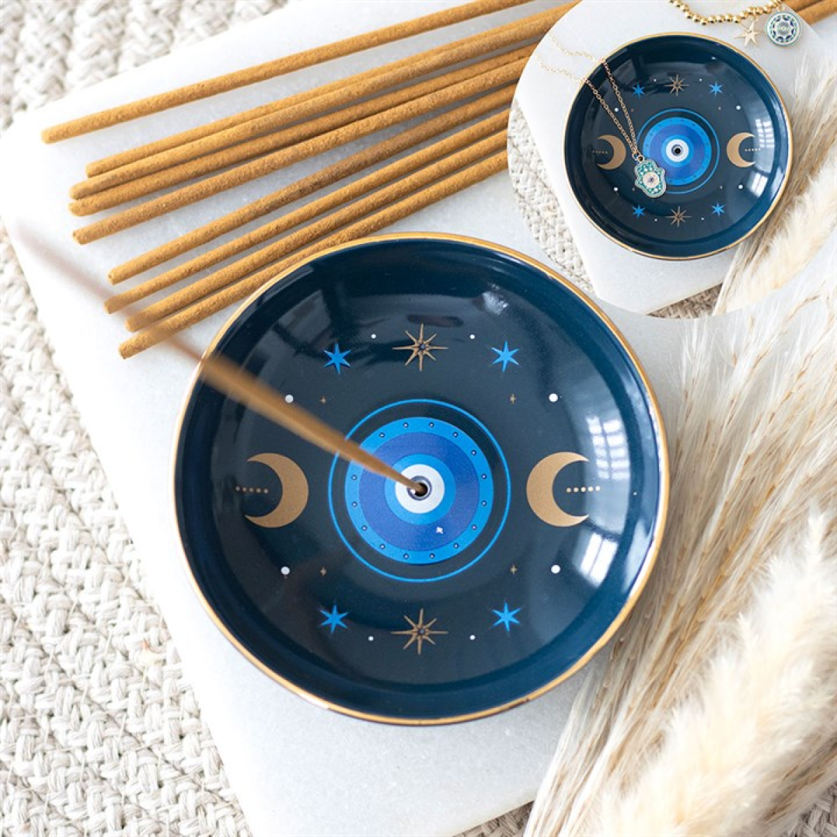 All-Seeing Eye Incense Dish — Dark Blue (Sticks & Trinkets)