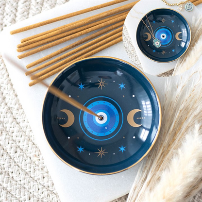 All-Seeing Eye Incense Dish — Dark Blue (Sticks & Trinkets)