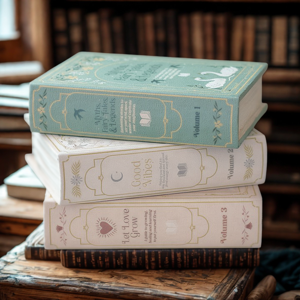 Good Vibes Secret Book Storage Box — White & Gold